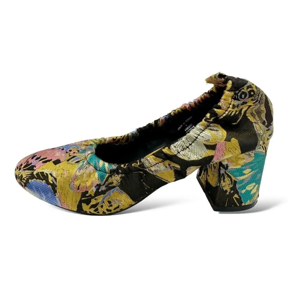 ASOS Simone Floral Satin Fabric Block‎ Heels In Jacquard Sz 5 - Picture 3 of 11